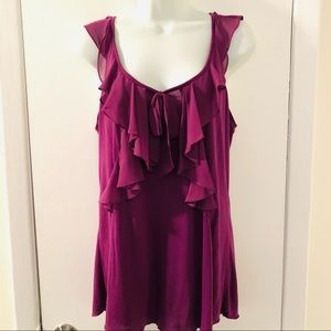 Oscar de la Renta Fine Label - Purple Ruffled Blouse